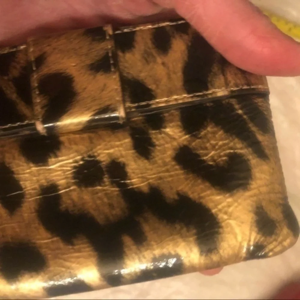 Kate spade animal print patent leather bow keyring coin purse bag